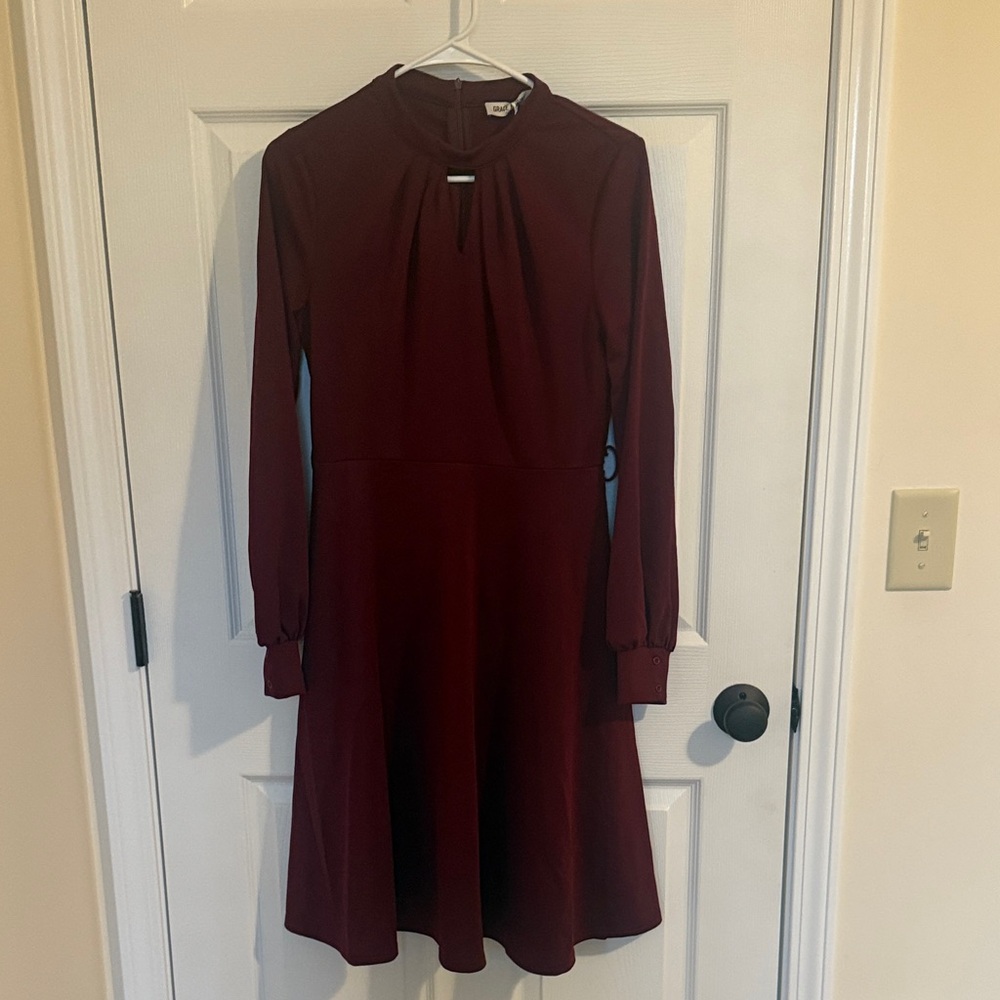 Grace Karin Deep Red Long-Sleeved Dress - BRAND NEW